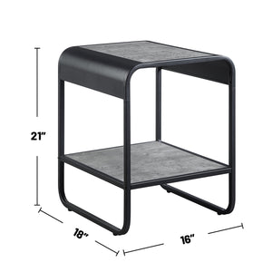 English Elm Metal Frame End Table With Open Shelf, Concrete Gray Top & Sturdy Black Metal Base For Modern Spaces B016P323423