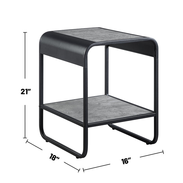 English Elm Metal Frame End Table With Open Shelf, Concrete Gray Top & Sturdy Black Metal Base For Modern Spaces B016P323423