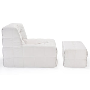 English Elm Bean Bean Bag Chair for Adults with Ottoman Filled with High-Density Memory Foam for Superior Comfort and Support Beige T3623P408789