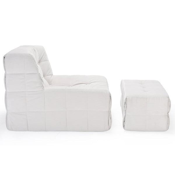 English Elm Bean Bean Bag Chair for Adults with Ottoman Filled with High-Density Memory Foam for Superior Comfort and Support Beige T3623P408789