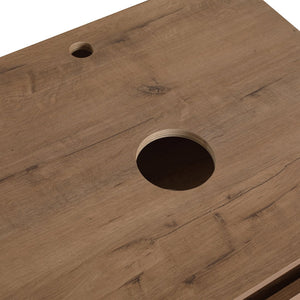 English Elm 48" Floating Bathroom Vanity Oak Finish Dual Ceramic Sinks Four Soft Close Doors W999S00494