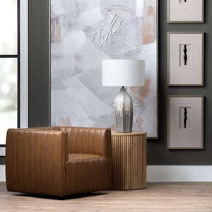 Crestview Collection 30.75"H Elegant Ceramic Table Lamp With Artistic Drip Design, White Linen Shade & 3-way Socket   Cvazp168