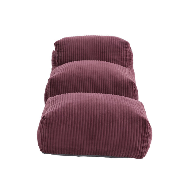English Elm Big Corduroy Lounger Bean Bag with Ottoman Memory Foam Fill for Living Room Wine Red W395P435354