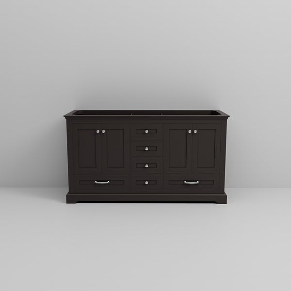English Elm Espresso Double Sink Vanity - Elegant 60" Bathroom Cabinet With Ample Storage & Soft-Close Drawers B2731P258249