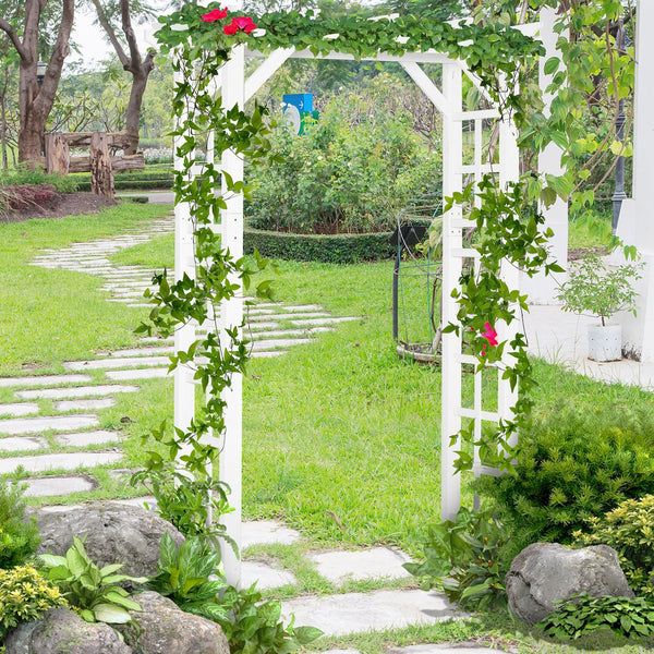 English Elm Outsunny Carbonized Fir Wood Garden Arbor Arch with Lattice Roof for Climbing Vines W2225P174423