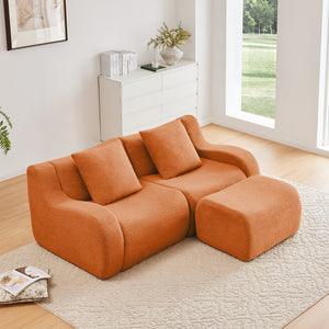 English Elm L-Shaped Teddy Fabric 2-Seat Sofa - Ergonomic, No Assembly, Cloud-Like Comfort For Any Space W714S01447