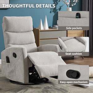 English Elm Heat Massage Rocker Recliner with Swivel Base and Vibration Nodes for Living Room W3224P322250