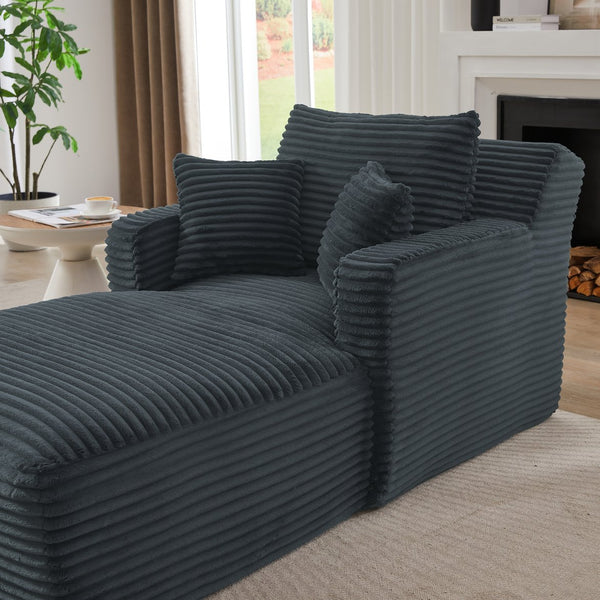 English Elm Indoor Corduroy Chaise Sofa with Pocket Spring Fill for Apartments and Home Offices W2339P477807