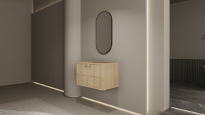 English Elm 30" Modern Wall-Mounted Bathroom Vanity Cabinet, Oak Plywood Finish, 2 Soft-Close Doors, Hardware Included W1972P265284