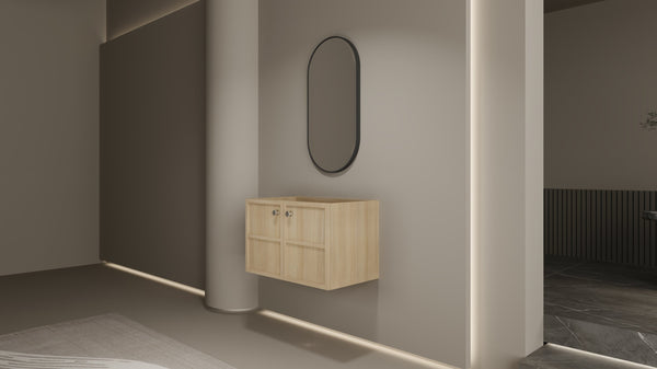 English Elm 30" Modern Wall-Mounted Bathroom Vanity Cabinet, Oak Plywood Finish, 2 Soft-Close Doors, Hardware Included W1972P265284