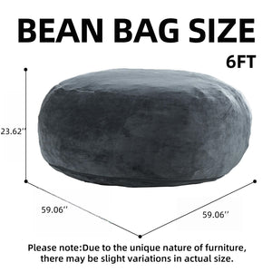 English Elm 6ft Round Memory Foam Bean Bag Lounge Chair with Washable Flannel Cover for Adults Dark Grey W3737P422972