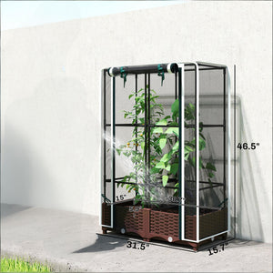 English Elm Crop Cage Raised Garden Bed with Trellis Mesh Enclosure and Built-in Water Reservoir T3971P454868