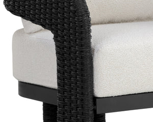 Sunpan Pylos Lounge Chair - Stylish Geometric Curves with Durable Wicker and Soft Performance Fabric Comfort Black / Louis Cream