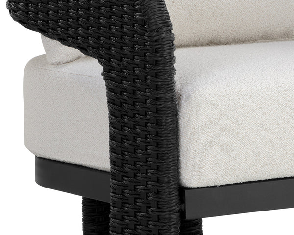 Sunpan Pylos Lounge Chair - Stylish Geometric Curves with Durable Wicker and Soft Performance Fabric Comfort Black / Louis Cream
