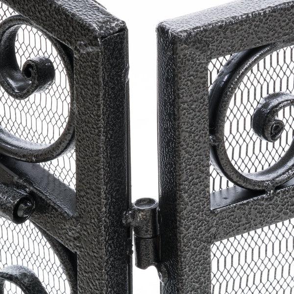 English Elm Waterbury Wrought Iron Fireplace Screen with Ornate Scrollwork and Camelback Silhouette 55341.00SIL