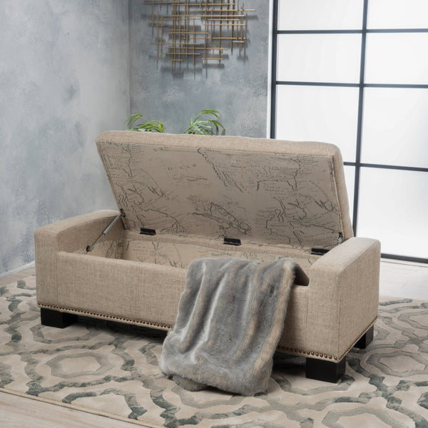 English Elm Chelsea Tufted Polyester Storage Ottoman with Stud Trim and Hinged Lid for Living Rooms 54574.00F