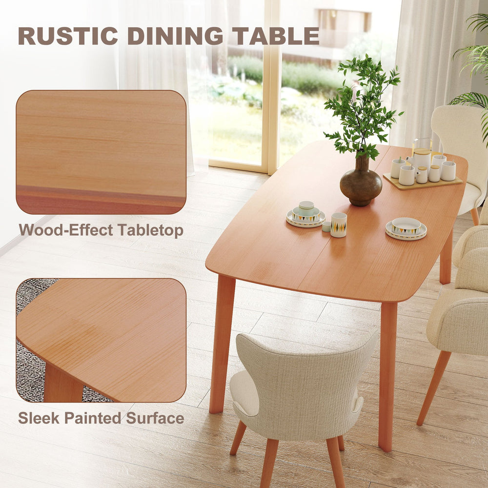 English Elm Nordic Solid Pine Rectangular Dining Table Seats Six with Rounded Corners for Family Meals T3971P429558
