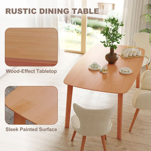 English Elm Nordic Solid Pine Rectangular Dining Table Seats Six with Rounded Corners for Family Meals T3971P429558