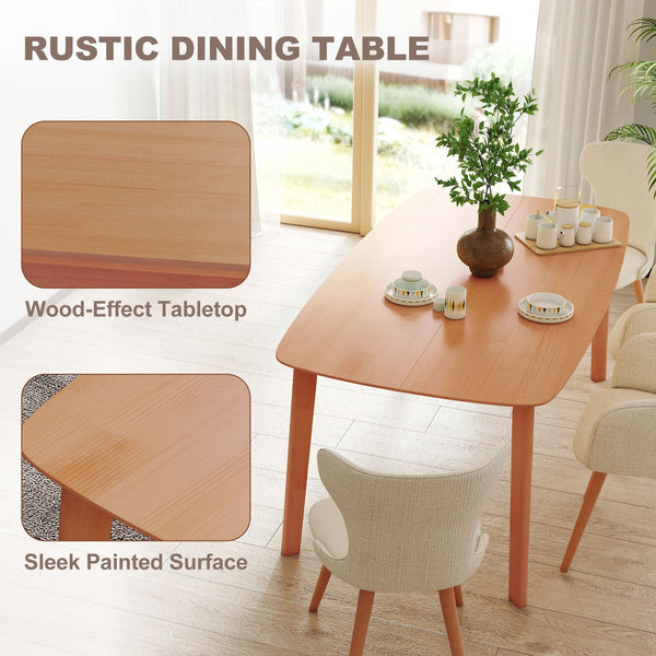 English Elm Nordic Solid Pine Rectangular Dining Table Seats Six with Rounded Corners for Family Meals T3971P429558