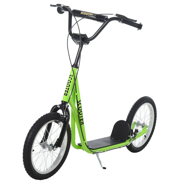 English Elm Aosom Youth Kick Scooter Steel Frame Inflatable Wheels Dual Brakes Adjustable Bar Green W2225P217074