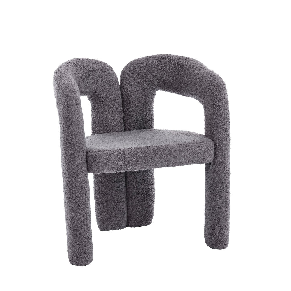 English Elm Contemporary Velvet Upholstered Barrel Accent Chair with Curved Support, Foam Seat, Steel Frame Finish Gray W395P224765