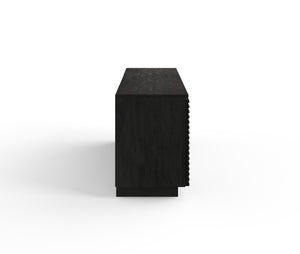 English Elm 73 Inch Fireplace TV Stand for TVs up to 85" Black Finish — Poplar & Okume Veneer Console w/ Fireplace, Storage, Remote Control, Cable Management (Fits 400 sq ft) B108P255362