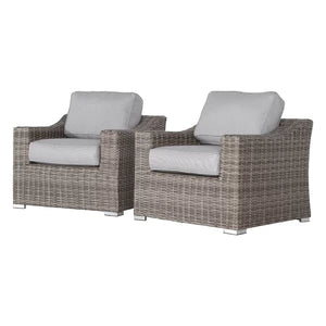 English Elm Fully Assembled Wicker Patio Chair Set With Plush Cushions For Effortless Outdoor Comfort & Style B120S00004
