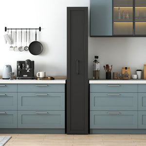 English Elm Black Slim Rolling Kitchen Cart Six Tier Pantry Organizer for Narrow Spaces W331P372820