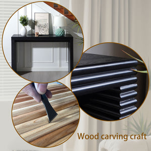 English Elm Modern Black Console Table With Ribbed Front Design - Sleek Entryway, Hallway, Or Living Room Accent W2729P199006