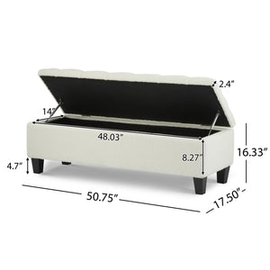 English Elm Christopher Knight Home® - Ottoman tufted storage bench with boucle cushion, diamond stitch elegance, soft-close lid, sturdy legs White N779P294331W