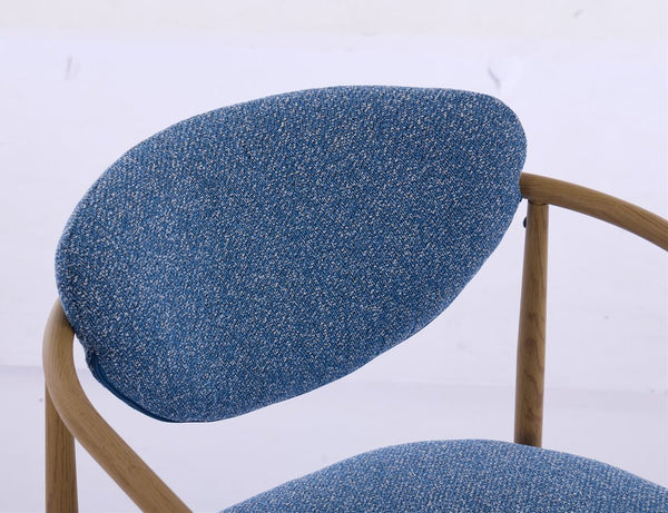 English Elm Blue Woven Fabric Dining Chair with 10cm Foam Cushion, Breathable Wear-Resistant Seat, Iron Frame W3149P375467