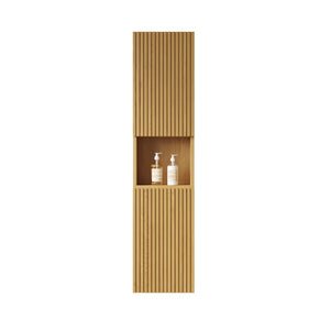 English Elm MITCH 59" Tall Corolla Oak Wall Cabinet – Narrow Waterproof Storage with Soft-Close Doors & Shelves W2615S00100