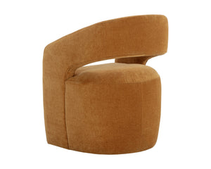 Sunpan Lloret Wheeled Dining Armchair - Elegant Curves, Comfortable Upholstery, Effortless Mobility for Dining Danny Amber