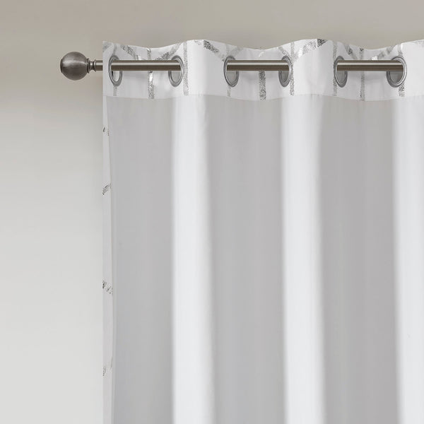 JLA Home Intelligent Design - Total Metallic Geo Blackout Curtain Panel with Foamback Liner, Energy-Saving Privacy, Grommet Top 84 L x 50 W x 0.13H ID40-1808