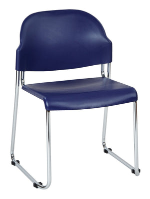 OSP Home Furnishings Stack Chair with Chrome Steel Frame Contoured Seat Ergonomic Support Stackable Office Seating Blue STC3230-7