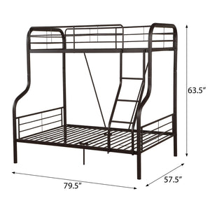 English Elm Sandy Black Twin Over Full Bunk Bed - Sturdy, Space-Saving Design With Built-In Ladder & Safety Features B062S00464-GIGA