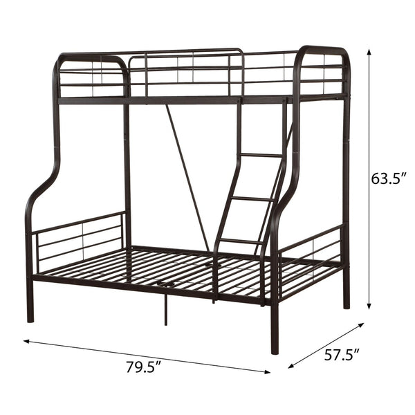 English Elm Sandy Black Twin Over Full Bunk Bed - Sturdy, Space-Saving Design With Built-In Ladder & Safety Features B062S00464-GIGA