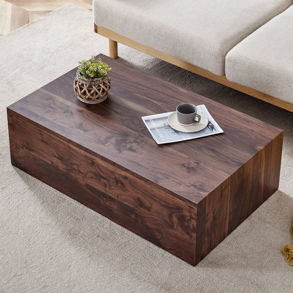 English Elm 39.3*23.6*12 Walnut Grain Mdf Low Profile Coffee Table for Modern Living Rooms W1151P433604