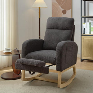 English Elm Modern Upholstered Rocking Chair With Solid Wood Legs - Cozy Nursery Glider & Stylish Lounge Armchair W2725P199493