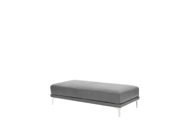 English Elm Modern Antique Gray Large Breathable Leatherette Ottoman 66"x33" Chrome Legs Sleek Living Room Seat Cushion Elegance B011P205225