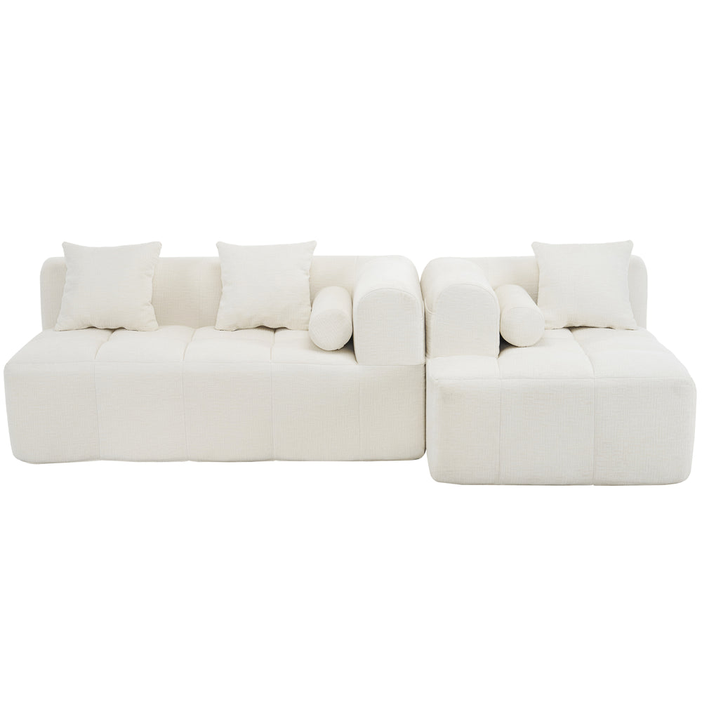 English Elm 101.2" Modular Sectional Sofa Deep Cushioned Beige Curved Couch for Living Room N719P257500A
