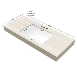English Elm 48" Muri Spa Inspired Bathroom Vanity Cabinet Plywood Double Door Soft Close Storage Beige W2615P405215
