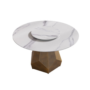 English Elm 0.6m Sintered Stone Lazy Susan Turntable for Round Dining Tables Minimalist White W1535P332310