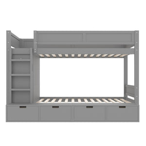 English Elm Twin Triple Bunk Bed Metal L-shaped Frame Sleeps Three Kids White Finish W1580S00474