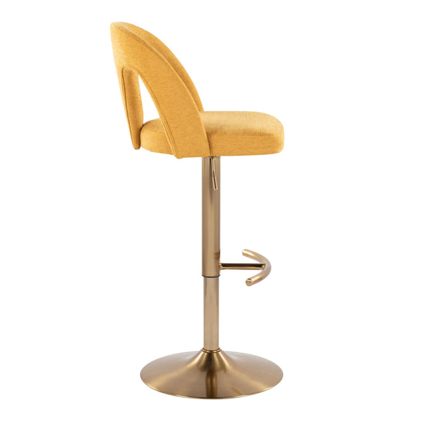 English Elm Adjustable Swivel Barstools Set of 2 White Fabric Padded Seats Chrome Base Yellow B202S01951