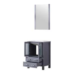 English Elm Dark Grey Bath Vanity Set With White Ceramic Top, Mirror & Smart Storage For Compact Spaces B2731S00720