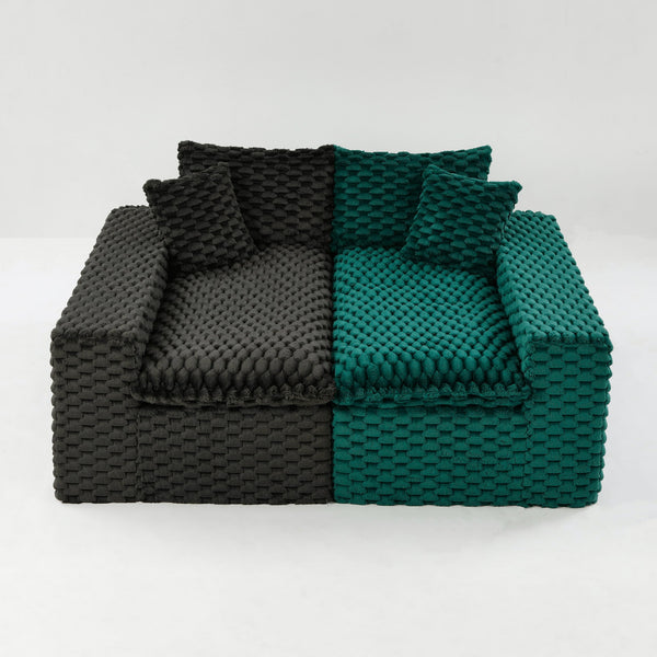 English Elm Luxury Color-Block Turtle Velvet Sofa - Versatile Seating For Modern Living Rooms, Cozy Style & Comfort W3371S00055
