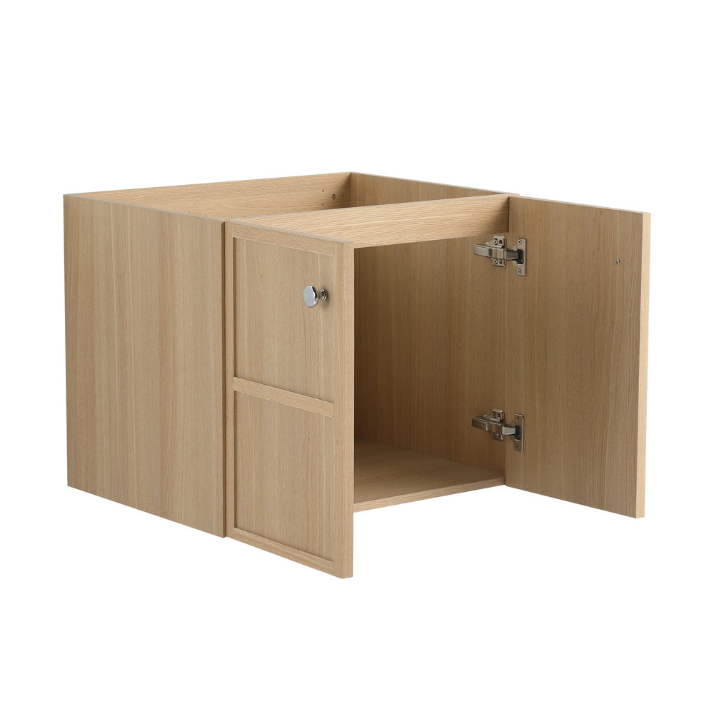 English Elm 24" Wall Vanity Cabinet Oak Finish, Wall-Mounted Floating Design, 2 Soft-Closing Doors, Plywood W1972P265272