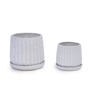 English Elm Set Of 2 Elegant White Ceramic Planters - Modern 7" Flowerpots For Indoor & Outdoor Decor W3273P322304-GIGA