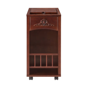 English Elm Powered Narrow End Table with Charging Station, Walnut Bedside Table with Wheels, USB Ports, Storage W1693P227261